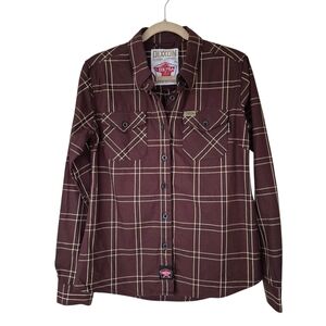 Dixxon Brushfire FR Flannel Shirt Plaid Brown Cream Like New